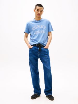 Tommy Jeans Paisley Print Logo T-Shirt, Colorado Blue