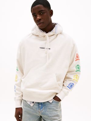 Tommy Jeans Relaxed Crest Graphic Hoodie, Oat Heather