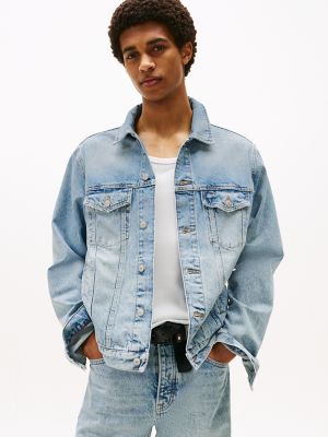 Tommy Jeans Flag Logo Denim Jacket, Denim Mid Light Blue