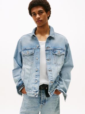 Tommy Jeans Flag Logo Denim Jacket, Denim Mid Light Blue