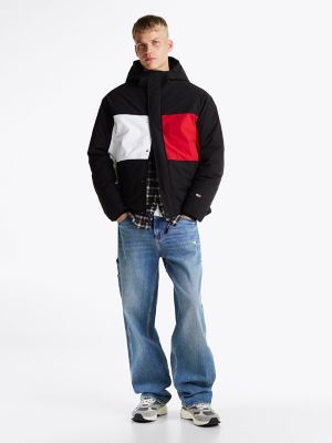 Tommy Jeans Flag Logo Puffer Jacket, Black