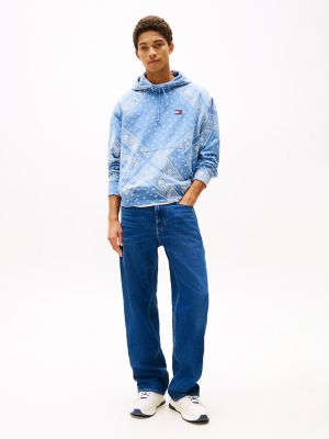 Tommy Jeans Allover Paisley Hoodie, Colorado Blue