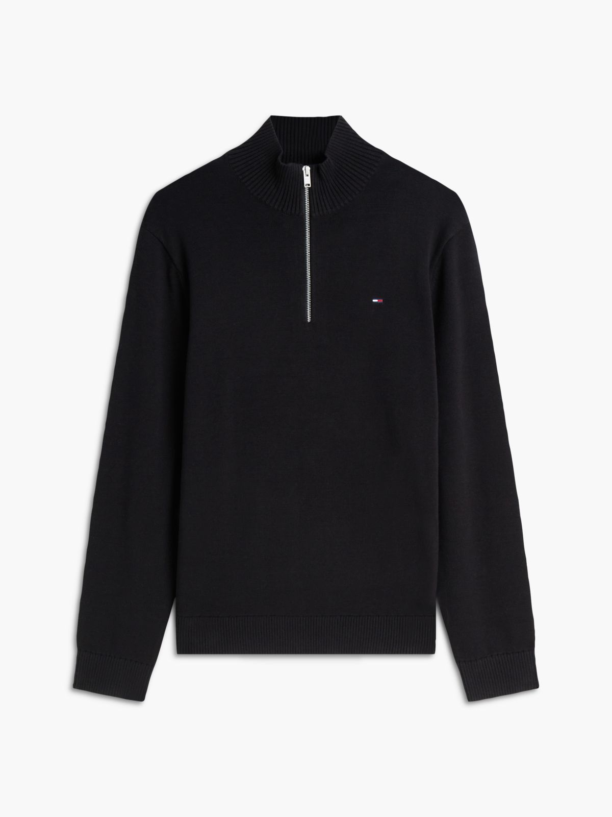 Tommy Jeans Slim Fit Quarter-Zip Sweater — Black