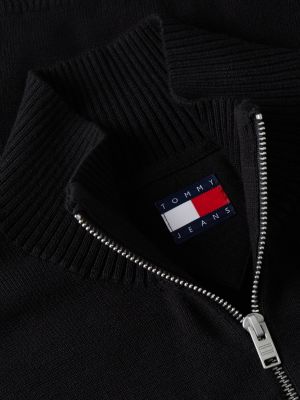 Мужской свитер Tommy Hilfiger Tommy Jeans Slim Fit Quarter-Zip, цвет: Чёрный — фото 6