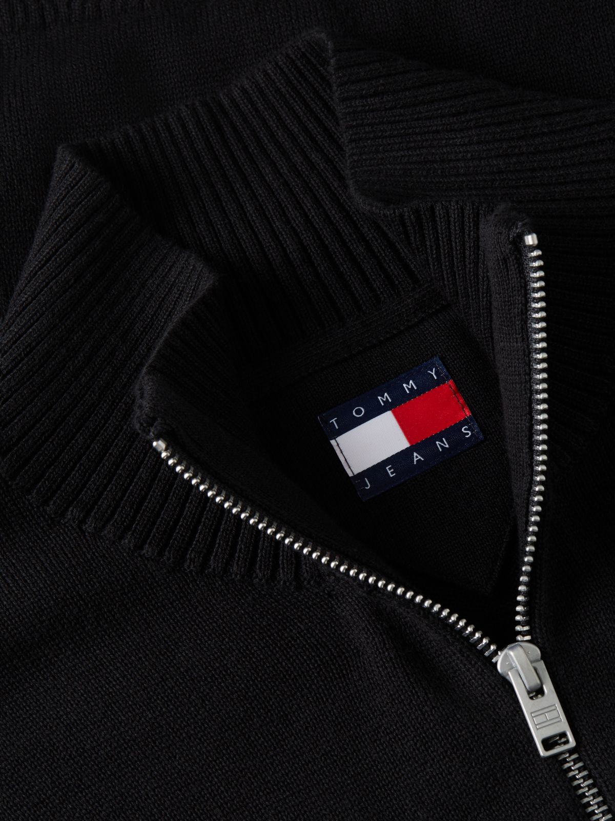 Tommy Jeans Slim Fit Quarter-Zip Sweater — Black