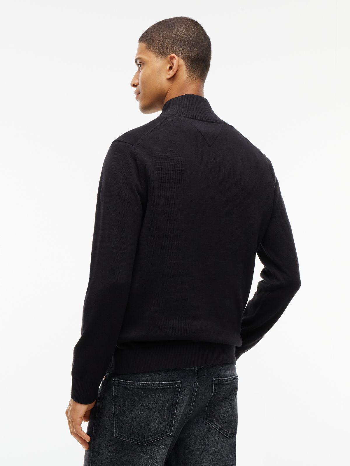 Tommy Jeans Slim Fit Quarter-Zip Sweater — Black