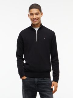 Tommy Jeans Slim Fit Quarter-Zip Sweater — Black 1