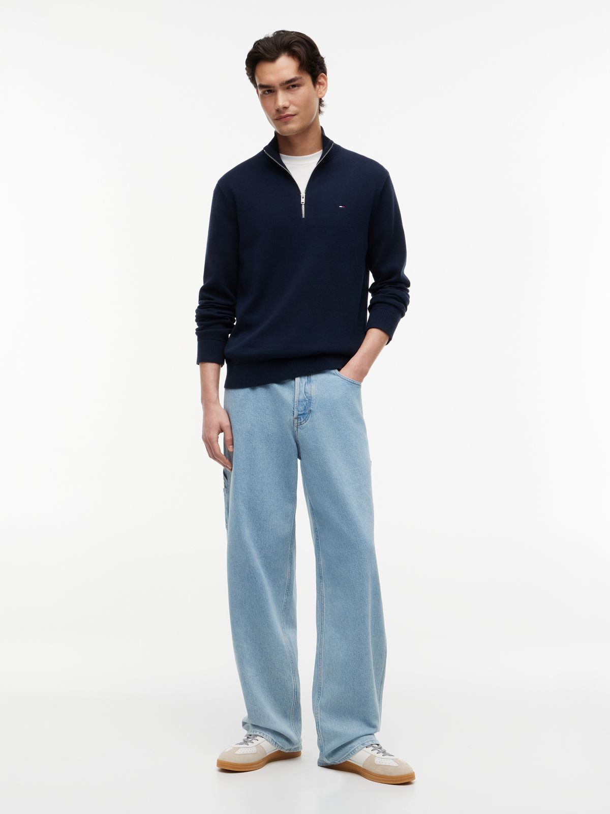 Tommy Jeans Slim Fit Quarter-Zip Sweater — Dark Blue