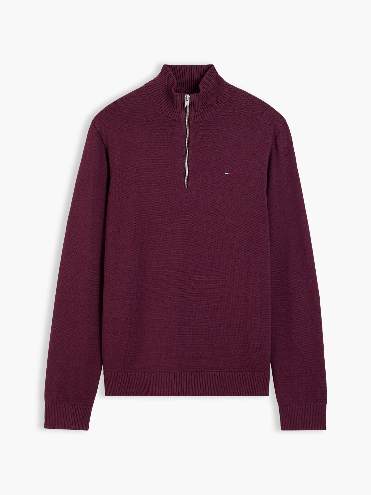 Tommy Jeans Slim Fit Quarter-Zip Sweater — Calypso Berry