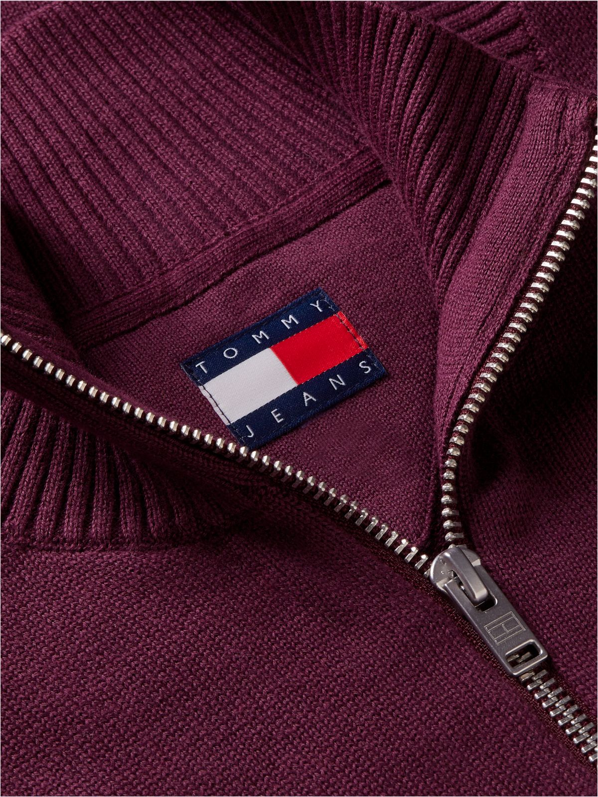 Tommy Jeans Slim Fit Quarter-Zip Sweater — Calypso Berry