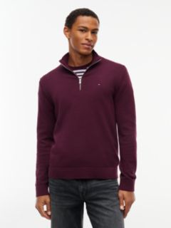 Tommy Jeans Slim Fit Quarter-Zip Sweater — Calypso Berry 1