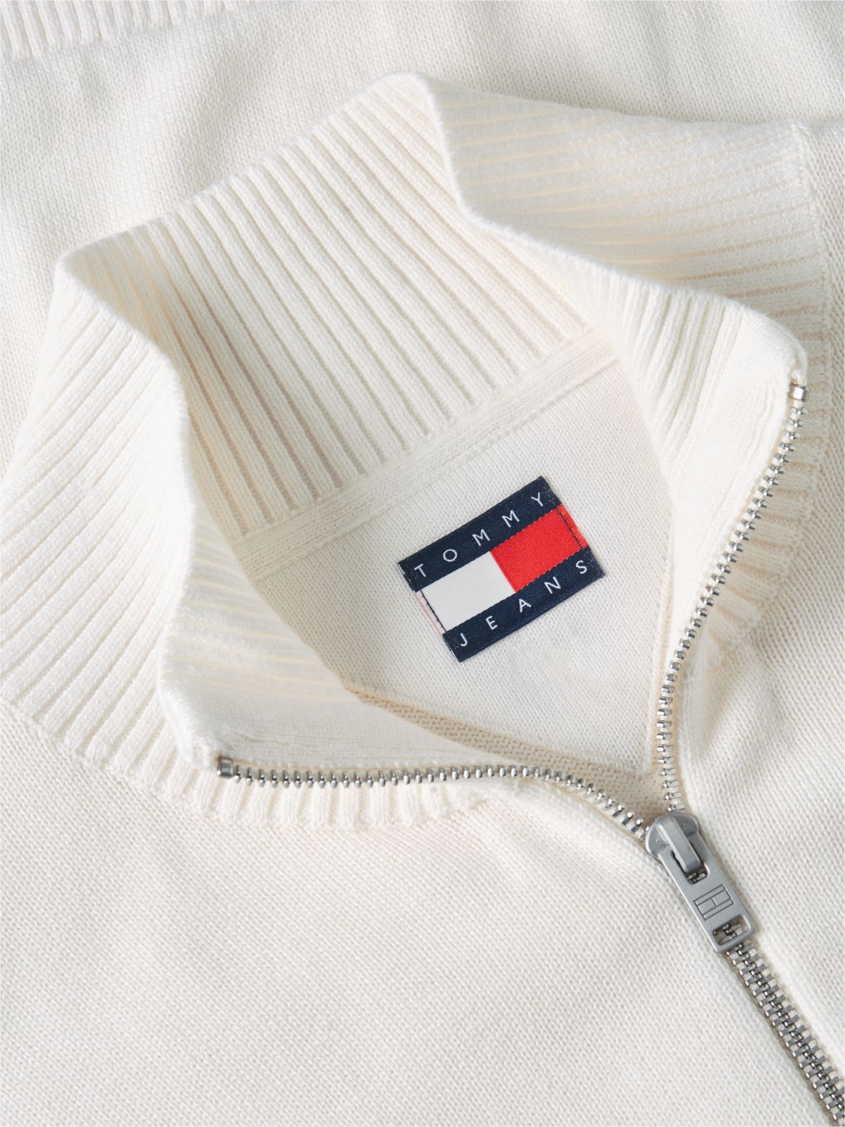 Tommy Jeans Slim Fit Quarter-Zip Sweater — Off White