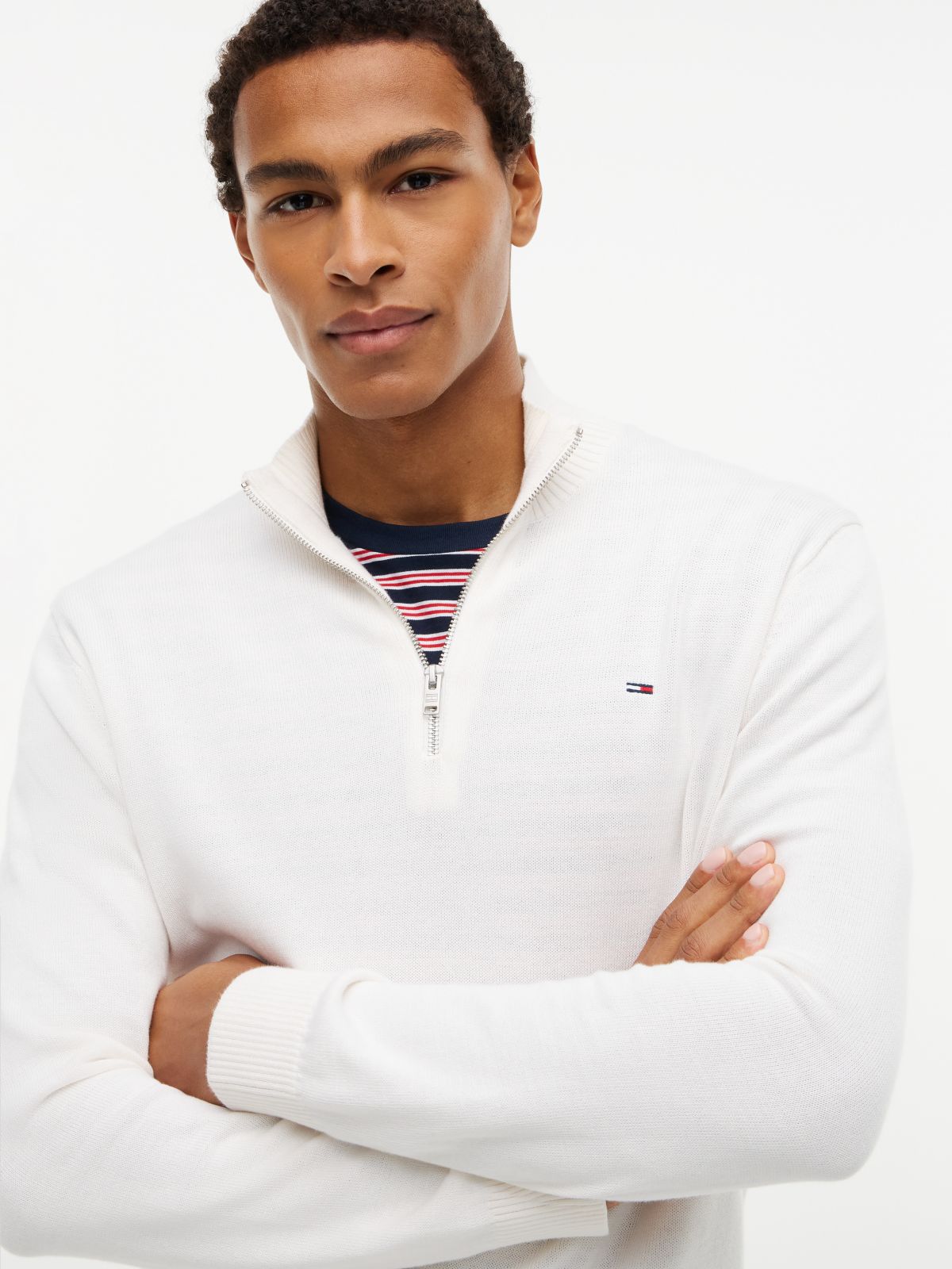 Tommy Jeans Slim Fit Quarter-Zip Sweater — Off White