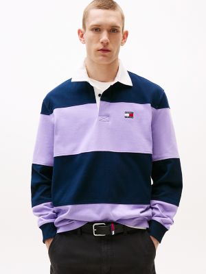 Tommy Jeans Relaxed Fit Rugby Polo, Navy/Ophelia Purple Stripe