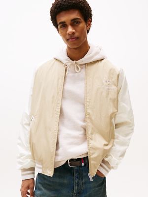 Blouson d’aviateur à imprimé Tommy Jeans Eagle, beige clair/blanc ancien