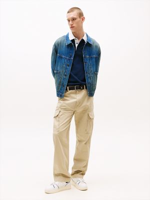 Tommy Jeans Herringbone Cargo Pant, Silt Beige