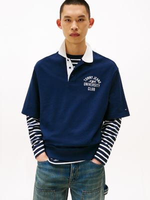Tommy Jeans Oversized Fit Rugby Polo, Navy