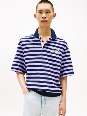 Tommy Jeans Oversized Fit Rugby Polo, Ophelia Purple Stripe
