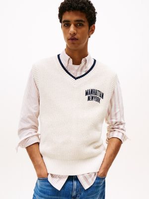 Tommy Jeans Waffle Knit Sweater Vest, Ancient White