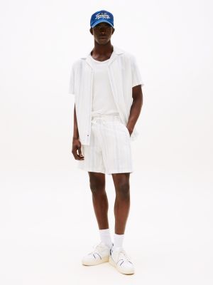 Tommy Jeans Textured Stripe Beach Short, Ancient White Stripe