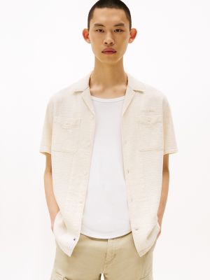 Tommy Jeans Waffle Knit Camp Shirt, Desert Sand Dune