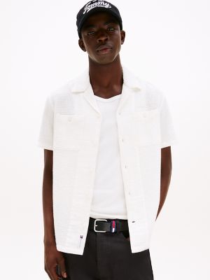 Tommy Jeans Waffle Knit Camp Shirt, Ecru