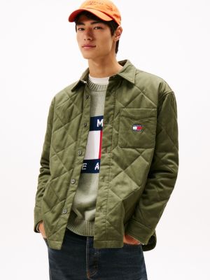 Tommy Jeans Quilted Overshirt, Pewter Green