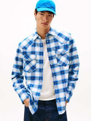 Tommy Jeans Flannel Western Shirt, Vibrant Indigo/Shadow Check