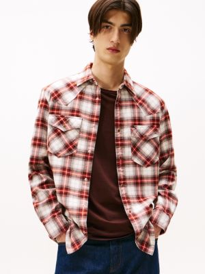 Tommy Jeans Flannel Western Shirt, Voyager Orange/Shadow Check
