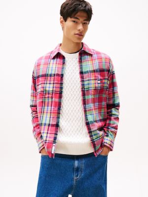 Tommy Jeans Flannel Utility Overshirt, Vintage Cerise Check