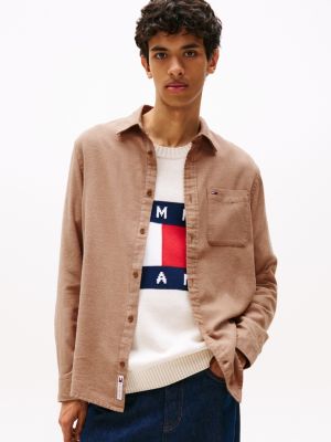 Tommy Jeans Brushed Flannel Shirt, Pecan Nut