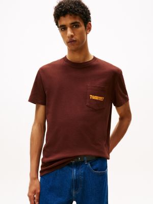 Tommy Jeans Mover Logo Pocket T-Shirt, Rich Brown
