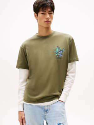 Tommy Jeans Garment-Dyed Slub T-Shirt, Pewter Green