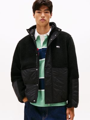 Tommy Jeans Mixed Media Teddy Jacket, Black