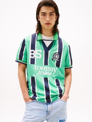 Tommy Jeans Striped Logo Interlock Polo, Cloudy Jade Stipe Multi