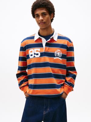 Tommy Jeans Relaxed Stripe Rugby Polo, Voyager Orange Stripe