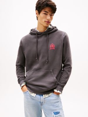 Tommy Jeans Garment Washed Crest Hoodie, Washed Black