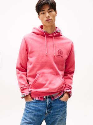 Tommy Jeans Garment Washed Crest Hoodie, Vintage Cerise