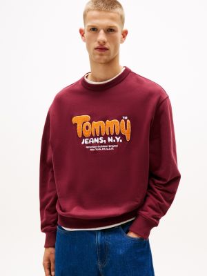 Tommy Jeans Boucle Logo Relaxed Hoodie, Red Wine
