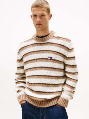 Tommy Jeans Stripe Alpaca-Blend Sweater, Coastal Taupe/White Stripe