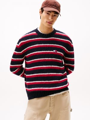 Tommy Jeans Stripe Alpaca-Blend Sweater, Bohemian Rose/Black Stripe