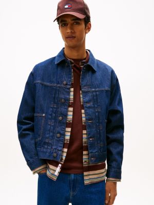 Tommy Jeans Pleated Denim Jacket, Dark Wash Denim