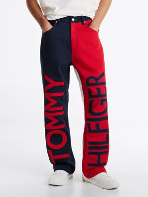 Logo Colorblock Jean, Red Blue Colorblock
