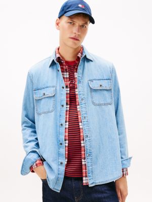 Tommy Jeans Relaxed Fit Denim Shirt, Medium Wash Denim