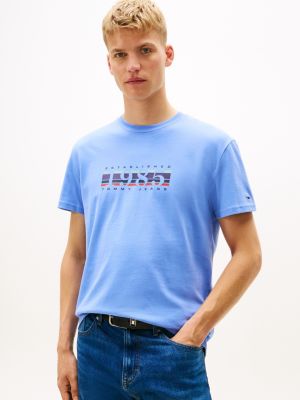 Tommy Jeans 1985 Stripe Graphic T-Shirt, Light Horizon Blue