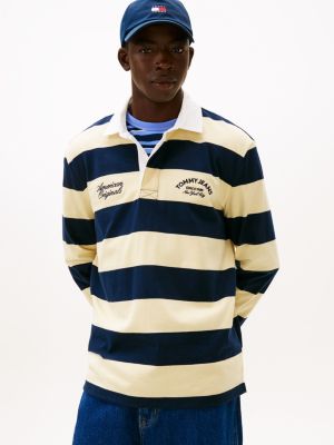 Tommy Jeans Relaxed Stripe Rugby Polo, Citronella Stripe