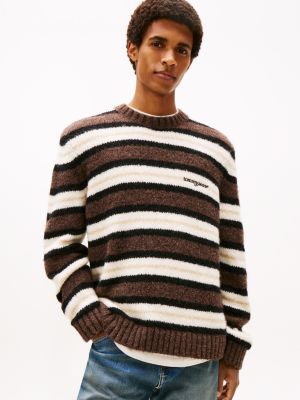 Tommy Jeans Stripe Alpaca-Blend Sweater, Brown Stripe
