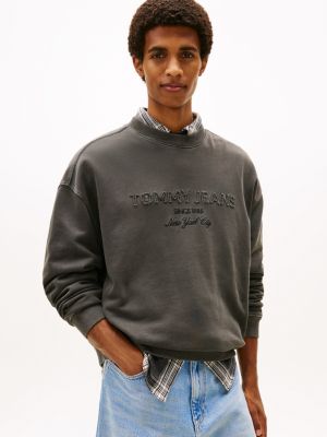 Tommy Jeans Garment-Dyed Sweatshirt, Washed Black