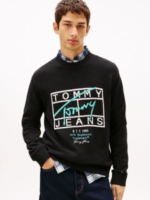Tommy Jeans Signature Logo Sweater, Black