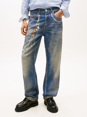 Tommy Jeans Chain-Print Relaxed Jean, Dark Wash Denim